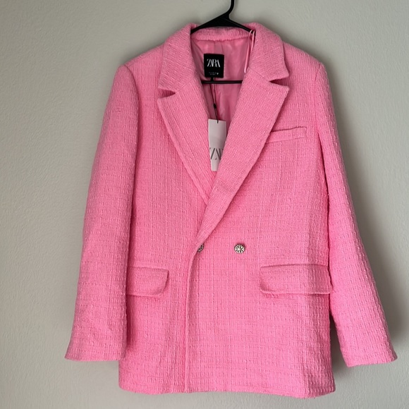 NWT Zara Pink Textured Blazer size L - Picture 3 of 5